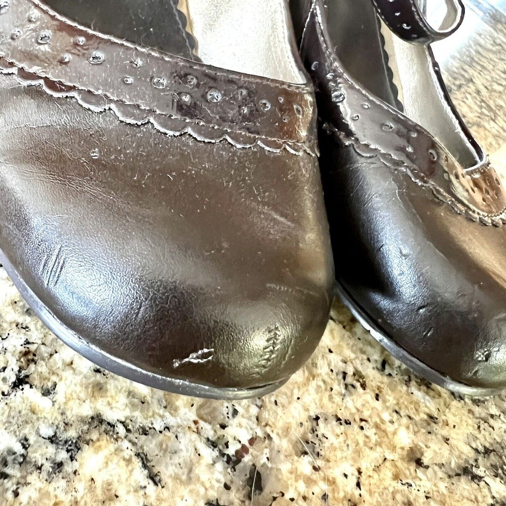 MADDEN GIRL {Size 8} Chocolate Brown Kitten Heels Mary Jane Buckle Round Toe - Picture 4 of 16